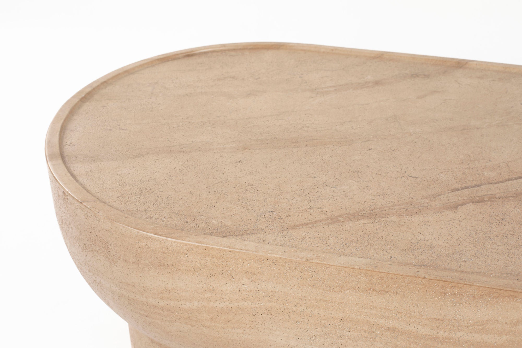 Zuiver Noble Beige Travertine Style Oval Coffee Table